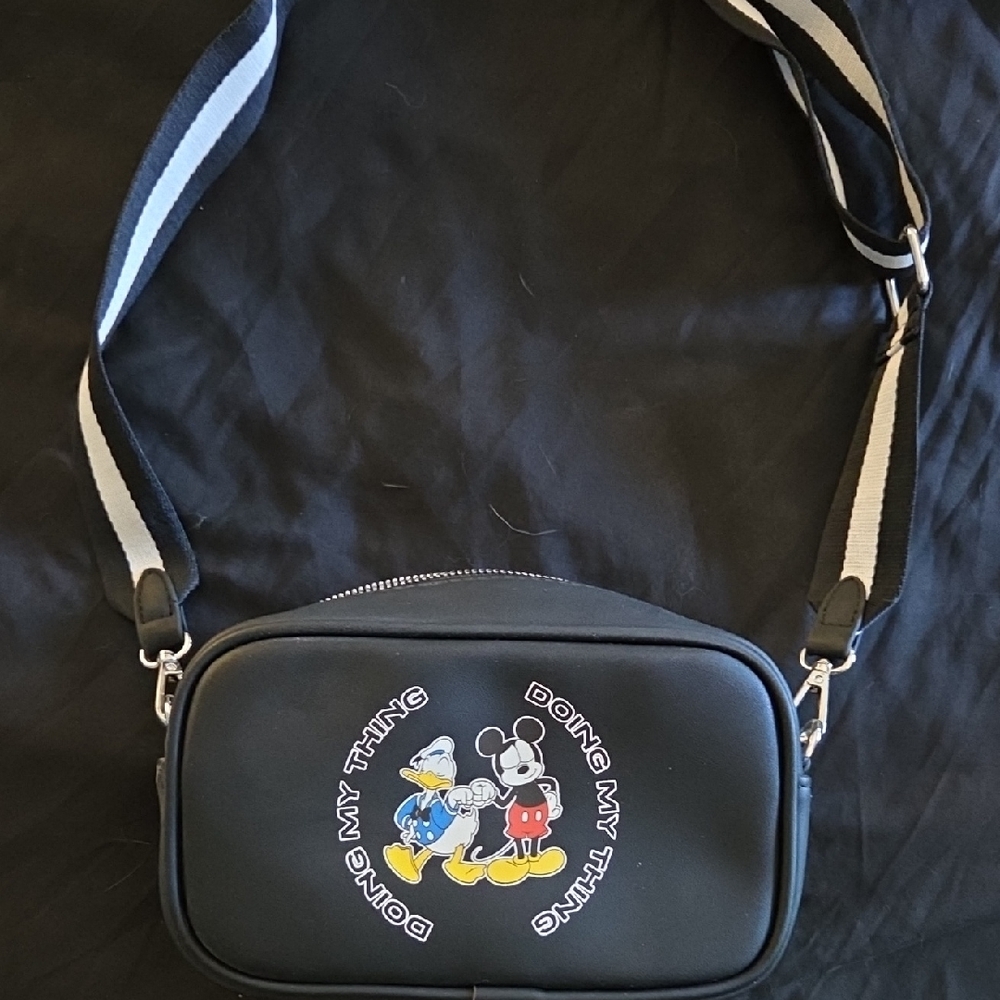 Disney Black Crossbody Bag with Mickey and Donald